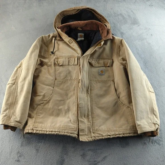 Vintage Y2K Carhartt Jacket Mens XL Brown Duck Quilt C03 Arctic Coat Grunge Fade - Picture 1 of 16